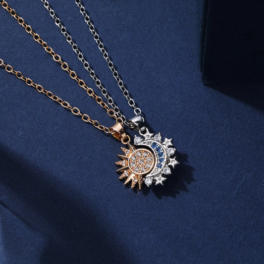 Magnetic Half Moon Sun Shape Necklace