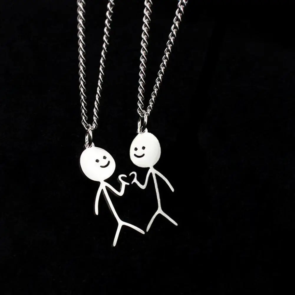 Funny Stainless Steel Funny Guy Key Chain Stickman Matching Heart Keychain