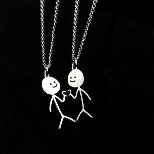 Funny Stainless Steel Funny Guy Key Chain Stickman Matching Heart Keychain