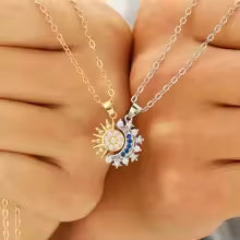 Magnetic Half Moon Sun Shape Necklace