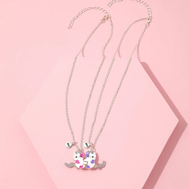 Cute Cat Shape Pendant Chain Best Friends Necklace