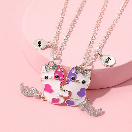 Cute Cat Shape Pendant Chain Best Friends Necklace