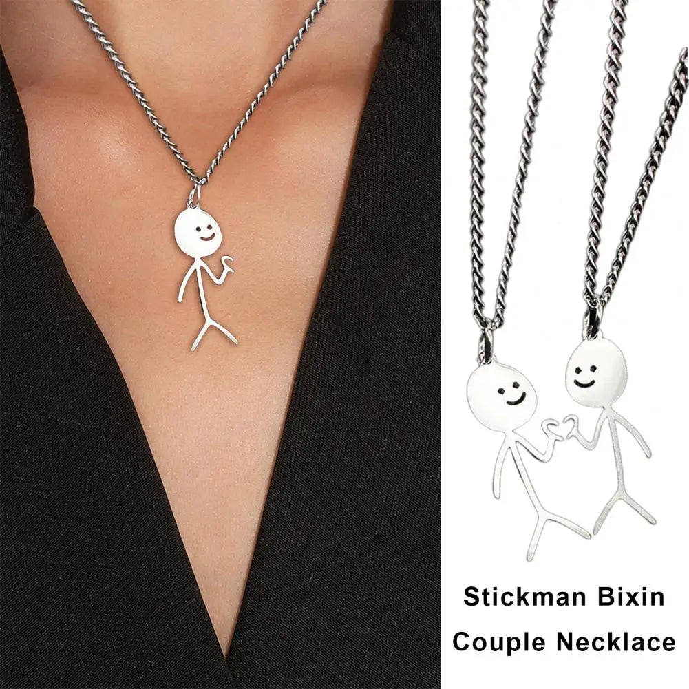 Funny Stainless Steel Funny Guy Key Chain Stickman Matching Heart Keychain