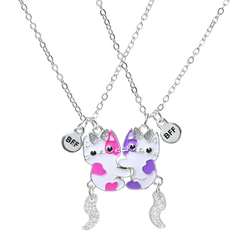 Cute Cat Shape Pendant Chain Best Friends Necklace
