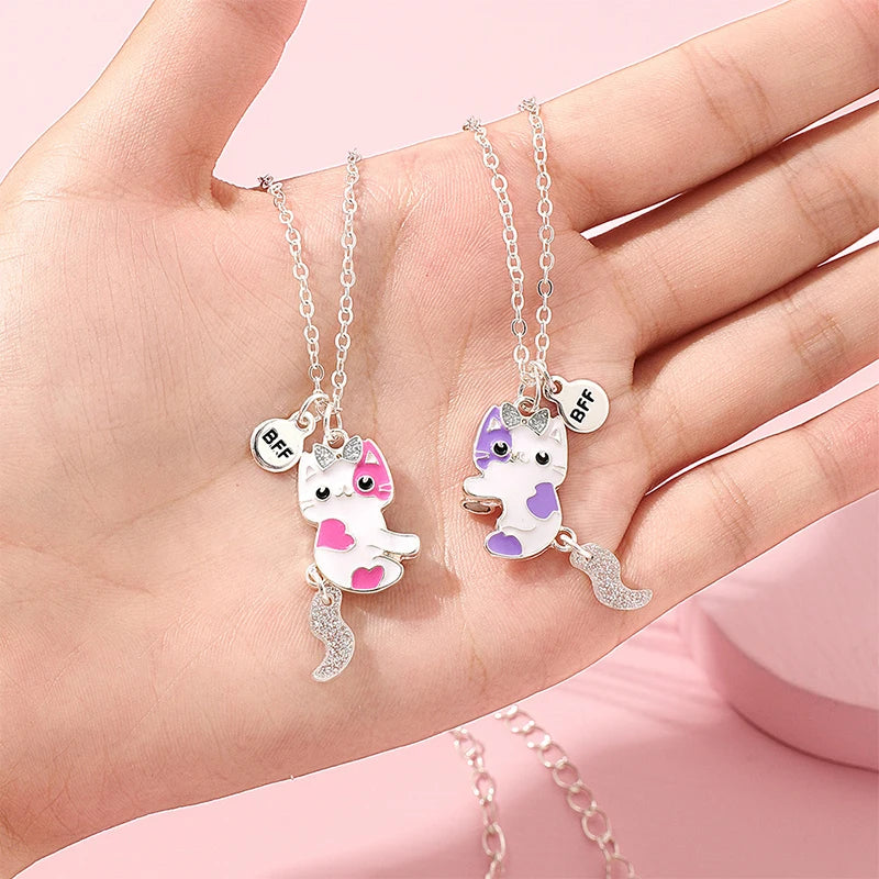 Cute Cat Shape Pendant Chain Best Friends Necklace