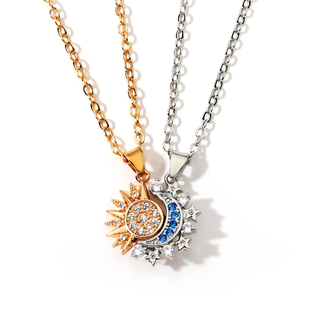 Magnetic Half Moon Sun Shape Necklace
